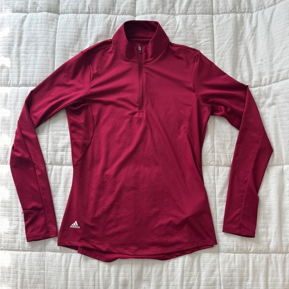 adidas Tops - Adidas burgundy breathable long sleeve quarter zip top, size XS